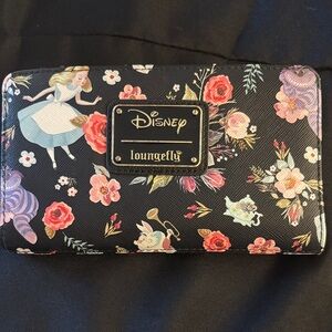 Loungefly Black Floral Alice in Wonderland Wallet